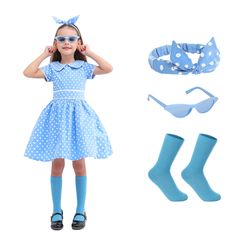 PRICES MAY VARY. 👗 The Retro Girls 50s Dress Costume Package Included---A polka dot dress for girls, an elastic bowknot headband, a pair of glasses with lenses, a pair of mid length socks. Exquisite colored gift box packaging, perfect for birthday, Thanksgiving, Christmas and New Year gifts! 👗 Fabrics & Details Of The Girls Polka Dot Dress---The 1950s dress for girls is made of 100% high quality pure cotton (excluding white mesh). The girls rockabilly dress is featured with round neckline pete Lucille Ball Costume, Vintage Tea Party Dresses, Girls Vintage Dress, 50s Outfit, 1950s Girls, 50s Costume, Girls Polka Dot Dress, Picture Day Outfits, Alice In Wonderland Dress