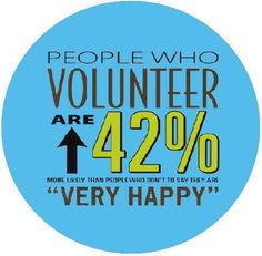 people who volunteer are 42 % more likely than they want to say they are very happy