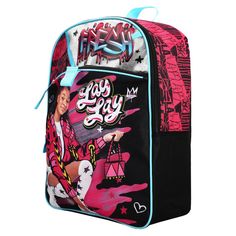 Add some swagger to your school day with this Lay Lay 5-piece backpack set. The set includes a 16'' backpack, an insulated lunch bag, a utility case, a molded rubber keychain, and a carabiner. The backpack features Lay Lay surrounded by vibrant purple colors and patterns while the insulated lunch bag will keep your food cold until lunchtime. Lay Lay fans will love to show off this accessory set at school. Recommended Age: 3 Years and Up. Mandatory Cautionary Statement: Choking Hazard : Small Par Pink Backpack For Back To School Streetwear, Lay Lay, Rubber Keychain, Backpack Set, Vibrant Purple, Age 3, At School, Lunch Bag, Luggage Tags