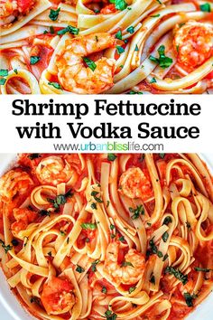 shrimp fettuccine with vodka sauce is an easy and delicious dinner that's ready in less than 30 minutes