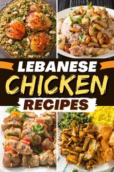 the cover of lebanse chicken recipes, with pictures of different dishes and ingredients