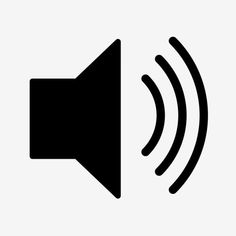 a black and white speaker icon with sound waves coming out of it's center