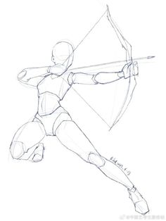 a drawing of a person with a bow and arrow