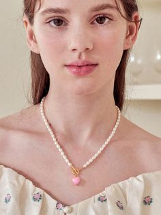 Editor's NotesENGBROX's jewelry is gorgeous and perfect for everyday wear.- Light-weighted- Eye-catching heart pendant detail- Pearl chain band- T-bar closure- Minimal and feminine stylesMeasurements(in.)- Size: 16.14in. (L)- Pearl: 0.28in. (W)- Pendant: 0.05in. (W) / 0.05in. (L)- Weight: 0.69oz.Composition & Care- Brass  Epoxy  Freshwater Pearl- Avoid direct heat and moisture- Professional cleaning is recommendedDesigner- by ENGBROX Feminine Heart-shaped Everyday Jewelry, Feminine Heart Clavicle Chain, Feminine Heart-shaped Clavicle Necklace, Feminine Heart-shaped Clavicle Chain Jewelry, Adjustable Heart Shaped Pearl Chain Jewelry, Pink Pearl Charm Jewelry For Everyday, Adjustable Heart Necklace With Lobster Clasp, Valentine's Day Heart Charm Toggle Necklace, Toggle Necklace