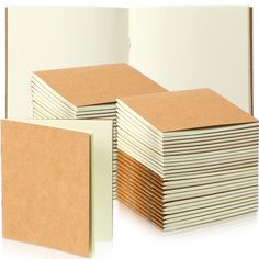 several stacks of brown and white paper stacked on top of each other