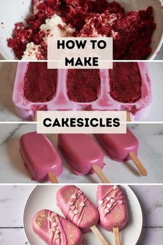 four different pictures with the words how to make cake pops in them and on top