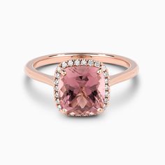 Ecksand's Diamond Halo Engagement Ring with Centre Tourmaline in 14k Rose Gold Printable Ring Size Chart, Ethical Diamonds, Diamond Halo Engagement Ring, Types Of Diamonds, 14k Rose Gold Ring, Gemstone Engagement, Halo Diamond Engagement Ring, Gemstone Engagement Rings, Recycled Gold