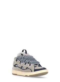 - Grey Lanvin leather sneakers for woman - Round toe with breathable details - Laces with herringbone pattern - Side embossed Mother and Child logo - Contrasting colour rubber sole - Contrasting colour insertsComposition: 76% Cowhide, 24% Polyester Lining:, 100% Cotton Sole:, 100% Rubber Accessories:, 100% Polyester Lanvin Curb Sneakers, Lanvin Sneakers, Lanvin Shoes, Kids Logo, Parisian Chic, Sneaker Wedge, Herringbone Pattern, Jeans Jumpsuit, Mother And Child