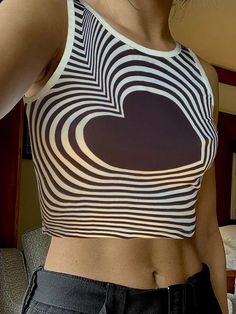 y2k-kawaii-fashion-Y2K Retro Heart Top-Brown-S-Pinky Dollz Y2k Tank Top, Kawaii Y2k, Y2k Tank, 2000s Clothes, Heart Top, Top Cute, Vintage Streetwear, Women Vintage, Heart Print