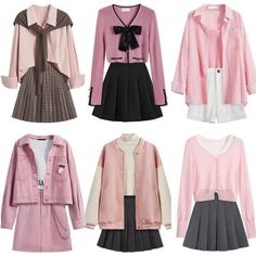 Pink Clothing, Style Kawaii, Black Outfits, Pink Outfits, Kpop Fashion Outfits, Fashion Design Clothes, And Dresses, Teenage Fashion Outfits