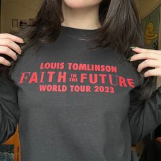 HAVE FAITH IN THE FUTURE! Tops inspired by Louis Tomlinson's new album and tour announcement. Get your own today! Available in XS-3XL Tour Announcement, Faith In The Future, Have Faith, New Album, Louis Tomlinson, Crewneck Sweatshirt, The Future, Graphic Tees, Adult Outfits