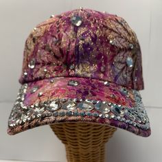 New Baseball Hat. Even Prettier In Person. Osfm Adjusts To Fit Most Adult Heads From Small To Xlarge. Burned Hats, Altered Clothes, Funky Clothes, Pink Baseball Cap, Head Games, Comfort Soup, Funky Outfits, Altering Clothes, Fancy Hats