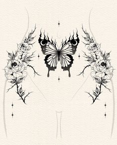 a butterfly with flowers on it's wings is shown in the shape of a face