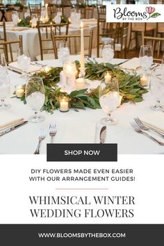 a table with flowers and candles on it for winter wedding flower decorating tips from bloomsbytheox com