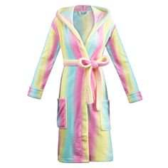 PRICES MAY VARY. 【Soft and Comfortable】: Women robe is made of flannel, the fabric is soft, enjoy the snug warmth, perfect for lounging, relaxation.Let you enjoy the relaxed and cozy time at home 【One Size Fits Most】: Our womens robe fit most ladies and teen girls,Shoulder: 19.5", Chest: 54", Length: 39", Sleeve Length: 21.5",offers great comfort whenever in use 【Unique Design】: Hooded robe features an adjustable sash tie closure for easy to put on and off, side pockets perfect for warming up th Multicolor Winter Sleepwear For Sleepover, Cozy Winter Bedtime Robe, Womens Robe, Gradient Colour, Women Robe, Hooded Flannel, Hooded Robe, Women's Robe, Warming Up