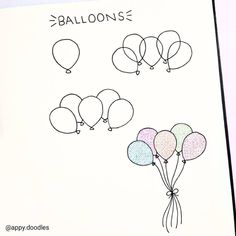 a card with balloons drawn on it