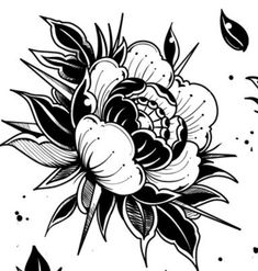 black and white flower tattoo design