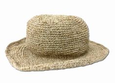 This crochet hemp sun hat is made-up of 50% hemp and 50% cotton materials. Hemp fiber is natural and eco-friendly. It is bio-degradable and durable. Hemp hat is perfect to protect from the sun as hemp fiber absorbs up to 90% of UV radiation. Another major characteristic of hemp is that it will not fade out or disintegrate in direct sunlight. Made: 100% Handmade in Nepal Size: Free Size Material: 50% Hemp and 50% Cotton  Washing Instructions: Hand washing using cold water and mild detergent. With Eco-friendly Beige Brimmed Hat, Beige Yarn Sun Hat With Curved Brim, Natural Hemp Hat With Curved Brim, Eco-friendly Handwoven Natural Hat, Natural Handwoven Toquilla Straw Crochet Hat, Lightweight Natural Toquilla Straw Crochet Hat, Natural Hemp Brimmed Hat, Beige Yarn Sun Hat With Short Brim, Lightweight Crochet Hat In Natural Toquilla Straw