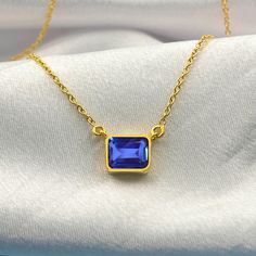 Dainty Tanzanite Necklace, Tanzanite Pendant, 7 x 9mm Rectangle Women Necklace, Engagement Gift 925 Sterling Silver Handmade Jewelry, December Dainty Pendant Gift Blue Gemstone Pendant, Wedding Anniversary Gift, 925 Sterling Silver, Gift Her Bridal Gift, Vintage Necklace Gift for Her, Mattel : - 925 sterling silver/ Gold Fill Gemstone :- Tanzanite (Lab Created ) Stone shape : Octagon Stone Color : Blue stone size :  7 x 9 mm. OCCASION: BIRTHDAY GIFT, WEDDING ANNIVERSARY, PARTY WEAR, MARRIAGES, CASUAL, DAILY WEAR, Ideal For Gifting All Items are nickle free. NOTE: All our Rose Gold and Yellow Gold Jewelry is Micron Plated. Therefore we recommend that better care to be taken. It should not be exposed to water and moisture regularly and should be kept in a dry and closed box if the climate is Formal Sapphire Necklace With Rectangular Shape, Sapphire Gemstone Necklace In Rectangular Shape, Sapphire Gemstone Rectangular Necklace, Rectangular Sapphire Gemstone Necklace, Tanzanite Pendant, Tanzanite Necklace, Silver Handmade Jewelry, Dainty Pendant, Sterling Silver Jewelry Handmade