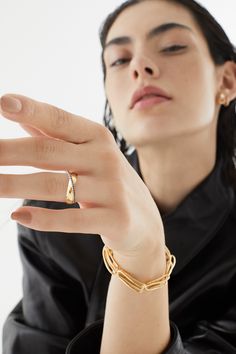 This look is styled with our Mara Folded Link Bracelet and Chloe Blue Sapphire ring. Bracelet Shoot, Jewelry Model Photography, 13 Moons, Jewelry Content, Female Portrait Poses, Chloe Ring, Photographing Jewelry, Jewellery Photography Inspiration, Jewellery Photography