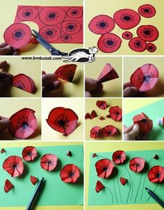 how to make paper poppies with pictures and instructions for making them look like flowers