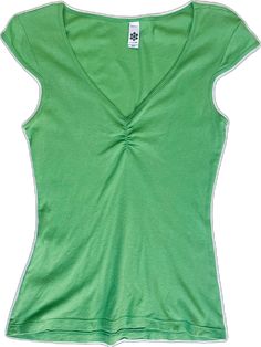 Green Stretch Y2k T-shirt, Y2k Fitted Sleeveless T-shirt, Fitted Sleeveless Cotton T-shirt, Green Cotton V-neck Tank Top, Y2k V-neck Stretch Top, Green V-neck Y2k Tops, Casual Fitted Sleeveless T-shirt, Fitted Green Y2k T-shirt, Green Y2k Stretch T-shirt