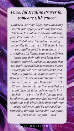 Prayer for Cancer Patients Prayers For Others, Prayers For Sister, Prayer Bowl, Prayers Healing, Prayers For Myself, Prayer Journal Ideas, Smudging Prayer, Family Prayers, Prayer Strategies