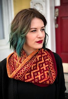 a woman with green hair wearing a scarf