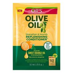 Reenergize and repair dry and damaged hair with ORS Olive Oil Replenishing Conditioner Packette. This adult hair-revitalizing conditioner detangles and helps restore essential moisture to hair leaving locks soft, easy to detangle and more manageable. Key ingredients of Olive Oil and Sweet Orange Oil combine to provide a vital source of nourishment for hair. Free from parabens and sulfates, Olive Oil Replenishing Conditioner can be used on all hair textures, including natural and relaxed. Pro Tip Ors Olive Oil Moisturizing Hair Lotion, Olive Oil Hair Mask Deep Conditioner, Honey Olive Oil Hair Mask, Olive Oil Hair Mask, Olive Oil Hair, Shampoo Brands, Healthier Hair, Hydrate Hair, Damaged Hair Repair