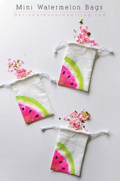 two watermelon bags with confetti and sprinkles on them