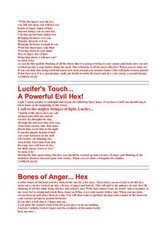 an image of a brochure with the words, bones of anger and hex