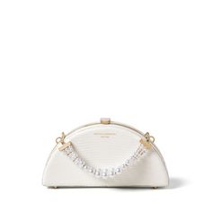 Elegant Everyday Luxury Shoulder Bag, Timeless Clutch For Everyday Luxury, Luxury Event Clutch With Top Handle, Timeless Everyday Luxury Clutch Evening Bag, Luxury Pouch Shoulder Bag With Pearl Handle, Elegant White Evening Bag, Elegant Clutch With Gold-tone Hardware, Elegant Shoulder Bag With Gold-tone Hardware, Chic Pearl Clutch For Formal Occasions