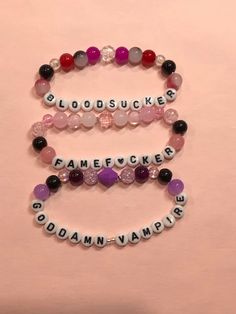 Vampire Friendship Bracelet, Oliva Rodrigo Outfits Ideas Guts Tour, Guts Tour Bracelet Ideas, Guts Friendship Bracelet, Olivia Rodrigo Bracelet Ideas Guts