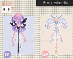 some type of sticker with an angel on it's back and the words bunnix adoptable