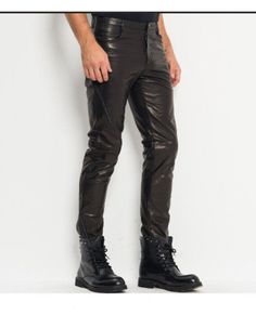 Product Description ★for Men's & Boys 100% ✔ Genuine Lambskin Leather Straight Motor Biker Pant Slim Fit Fantastic figure Designer Mid Waist Straight Style Pants and with a very Beautiful ♥ attractive look.Perfect for cocktail/ evening parties, nightclub, dance halls, proms, bar, club wear etc.(because Fashion always say look at this) ★Please confirm your required size after order via massage. ★PLEASE NOTE : ALL SIZES ARE AVAILABLE AS PER SIZE POSTED BELLOW X-SMALL = SMALL = Medium = LARGE = Fitted Moto Leather Pants For Fall, Fitted Leather Motorcycle Bottoms, Moto Style Pants For Biker Events In Fall, Winter Biker Bottoms Fitted Style, Fall Moto Pants For Biker Events, Fitted Leather Pants For Biker Events In Winter, Moto Style Fitted Winter Pants, Fitted Moto Pants For Winter, Moto Leather Bottoms For Fall