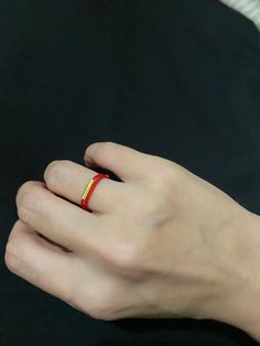 Handmade 18K Gold Plated Red Silk String Ring | Unique Design Ring| Minimalist Rope Ring| Perfect gift for her| Gold Midi Ring %100 925 Sterling Silver, 18K Gold Plated Ring with Love and Care with signature of Red String. Which gives you power, luck and protection for nazar, bad thoughts and ills. All our jewelry s are special design. Customizable design. PACKING: - All our jewelry comes with a high quality jewelry box, ready for gift-giving. Carefully crafted handmade boxes, we are sure will m Red Round Ring For Everyday, Minimalist Red Jewelry As Gift, Modern Yellow Gold Enamel Ring Gift, Handmade Minimalist Red Rings, Everyday Red Round Ring, Modern Red Open Ring, Red Open Stackable Rings As A Gift, Red Open Ring Stackable Rings For Gift, Red Open Stackable Rings For Gift