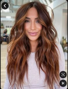 Cinnamon Hair With Copper Highlights, Baylage Red Brown, Dark Roots And Copper Hair, Brown With Red And Caramel Highlights, Red Brunette Highlights, Brown Root Copper Ends, Cowgirl Copper Hair On Dark Hair, Brown To Copper Color Melt, Darker Natural Red Hair