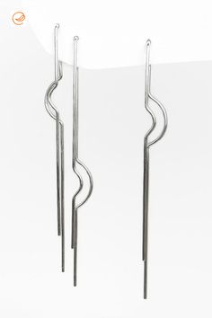 Edith Toledano | Sterling Silver Mix & Match Earrings, 16 Gauge/1.2mm Long Asymmetric Front Back Earrings, Minimal Geometric Wire Threaders, Stretched Ears | #SterlingSilverEarrings #MixandMatchEarrings #LongEarrings #AsymmetricEarrings #FrontBackEarrings #MinimalEarrings #GeometricEarrings #StretchedEars #EdithToledano #Etsy Nontraditional Wedding