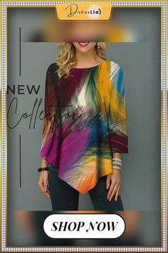 New Autumn Women's Clothing Fashion Printed 3/4 Sleeve Tee Shirts Casual Elegant T Shirt Femme Tunic Ladies Tops Bohemian Half Sleeve Tops For Fall, Summer 3/4 Sleeve Tops With Graphic Print, Bohemian Printed Half Sleeve Tops, Bohemian Half Sleeve Printed Top, Multicolor Half-sleeve Blouse For Fall, Bohemian Printed Tops With 3/4 Sleeves, 3/4 Sleeve Tops With Graphic Print For Fall, Multicolor 3/4 Sleeve Tops For Summer, Multicolor Summer Tops With 3/4 Sleeves