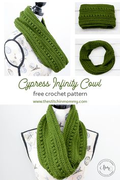 the crochet scarf pattern is shown with instructions to make it