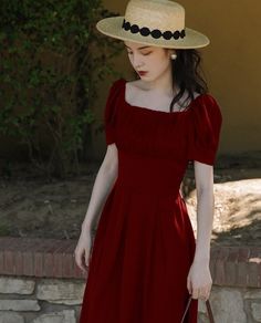 Red Chiffon Puff Sleeves Dress | Taeyeon Girls Generation M Red Short Sleeve Puff Sleeve Dress For Summer, Red Puff Sleeve Dress For Summer Party, Elegant Red Puff Sleeve Dress For Summer, Picnic Dates, Pleated Halter Dress, Kpop Dress, Romantic Picnic, Puff Sleeves Dress, Girls' Generation Taeyeon