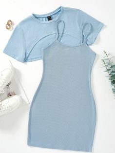 Lettuce Trim Top, Cute Blue Dresses, Lycra Dress, Crop Cami Top, Designer Top, Baggy Clothes, Casual Preppy Outfits