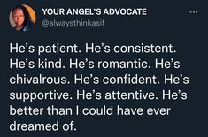 a tweet that reads, your angel's advocate