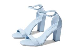 Madden Girl Beella - Women's Shoes : Powder Blue : Get ready to showstop everywhere you go in the Madden Girl Beella heel! Display your style and beauty with the Beella heel. Slip-on styling crafted in smooth man-made uppers with open toe features adjustable buckle closure at ankle strap. Textile upper. Two piece dress sandal with block heel and adjustable ankle strap. Adjustable buckle closure at ankle. Man-made lining. Open-toe. Polyurethane midsole for extra support. Synthetic lining. Polyure Prom Shoes Blue, Heels And Jeans Outfit, Heels Outfits Casual, Heel Display, Heels Casual Outfit, Hoco Heels, Heels Outfits Dress, Summer Heels Outfit, Aesthetic Heels