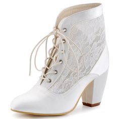 PRICES MAY VARY. 3 inch Ivory Lace Wedding Boots for Bride Comfortable Wedding Heels for Women High Heel Wedding Shoes for Bride with Ribbon Tie Lace-up Bridal Boots for Wedding Wedding Pumps for Wedding, Evening Party, Prom, Cocktail Party, Graduation and any other Special Occasions. Chuck heel wedding shoes for women, lace-up design ,easy to wear and walk . Perfect bridal shoes for bride ,bridesmaids women, lady .Available in 2 beautiful colors white and ivory ,best as wedding shoes, bridal sh Lace Wedding Boots, Summer Wedding Shoes, Beautiful Wedding Shoes, Bridal Boots, Perfect Wedding Shoes, Rough Heels, Wedding Boots, Mesh Heels, Bridal Wedding Shoes