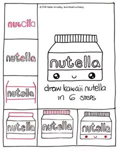 a drawing of nutella and other food items