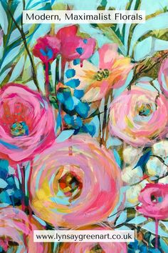 Explore our vibrant floral masterpieces, where bold colors and intricate designs meet. Perfect for those seeking to add a touch of maximalist elegance to their home decor. Bold Paintings, Painting Abstract Flowers, Bobbie Burgers, Loose Florals, Surfing Art