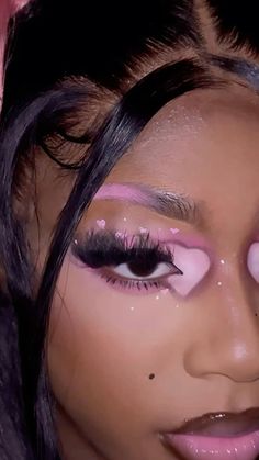 Valentine’s Day Makeup Black Women, Makeup Looks Valentines Day, Makeup Looks Valentines, Kawaii Makeup Looks, Valentines Day Makeup Creative, Valentines Day Makeup Ideas, Pink Makeup Looks Black Women, Valentines Day Makeup Looks