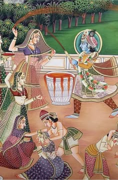 Krishna Playing Holi, Vallabhacharya Mahaprabhuji, Holi Painting, Rajasthani Art, Holi Images, Krishna Radhe, Shree Krishna Wallpapers, Mughal Paintings, Pichwai Paintings