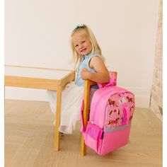 Your child will be the talk of the playground with Wildkin's Pack-it-all Backpack! It's just-right size is perfect for packing all the essentials, plus some snacks! We've designed our backpack to withstand even the toughest, homework-filled school days. Made from super durable fabric with a moisture-resistant nylon lining, the Pack-it-all Backpack is capable of handling anything you throw at it both inside and out. Pink Backpack For Playtime, Pink Standard Backpack For Playtime, Pink Backpack For Playtime And Back To School, Playful Back To School Bag, Playful Bags For Back To School, Playful School Event Backpacks, Playful School Event Bags For Back To School, Playful Backpack For Daycare, Packing Kids